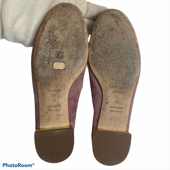 Kate Spade Murray Suede Scalloped Pearl Tie Flats - Picture 9 of 10